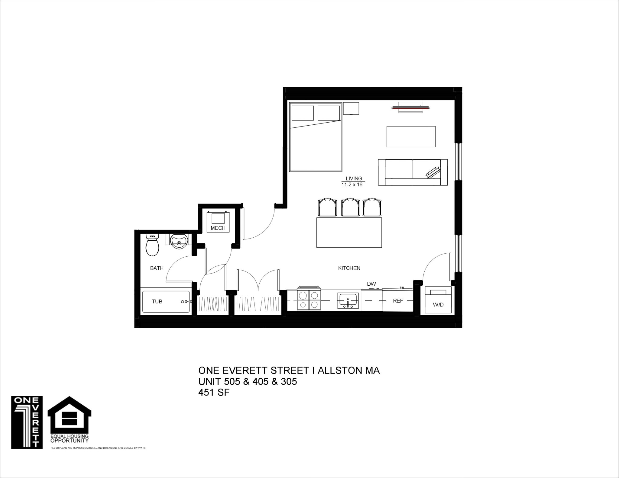 Studio bed, 1 bath apartment for rent at 1 Everett St Unit 305M, Allston — photo 5 of 26