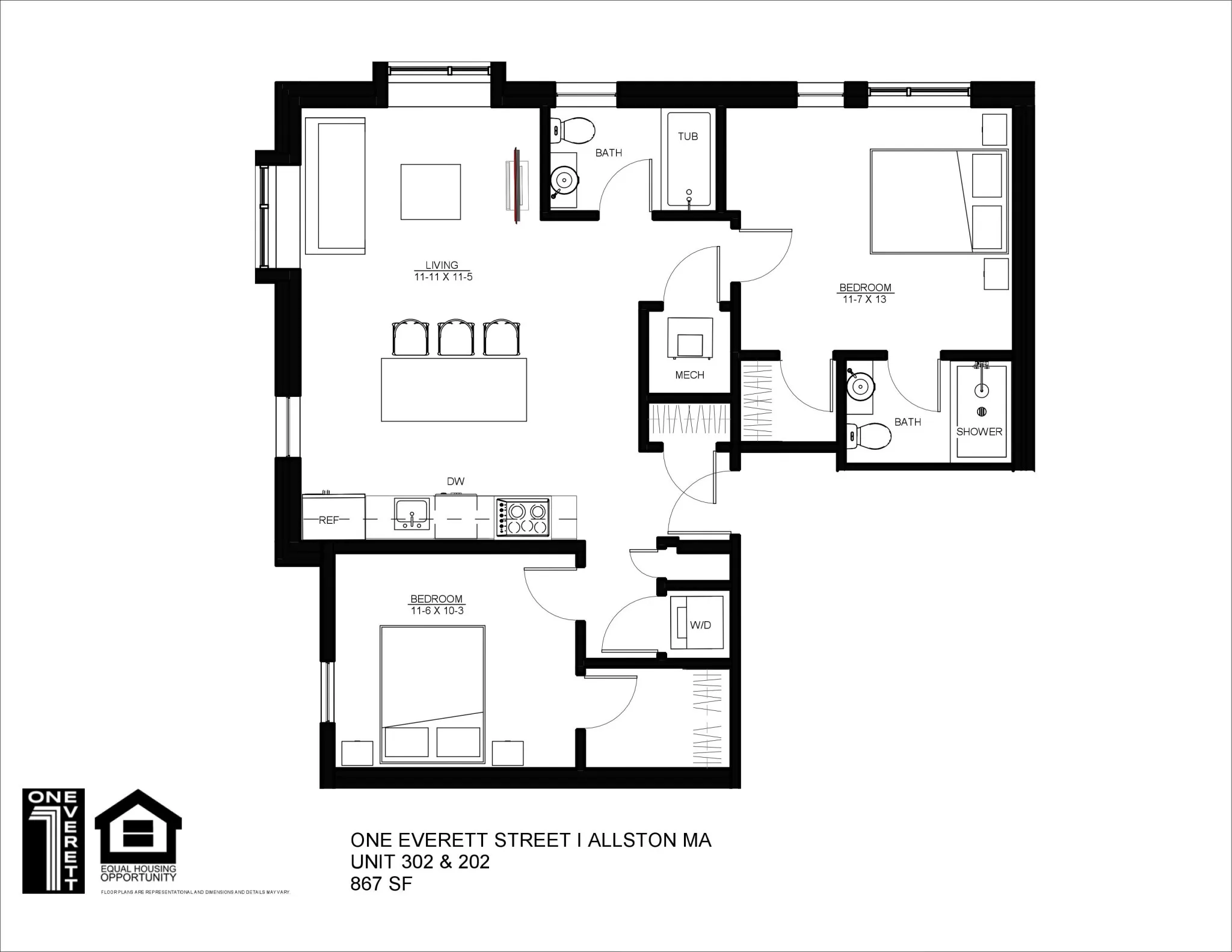2 bed, 2 bath apartment for rent at 1 Everett St Unit 808, Allston — photo 1 of 22