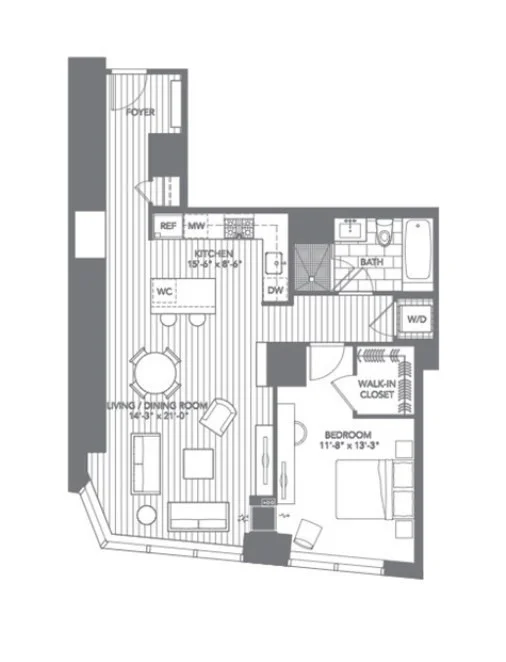 1 bed, 1 bath apartment for rent at 1 Franklin Unit 1501, Midtown — photo 10 of 21
