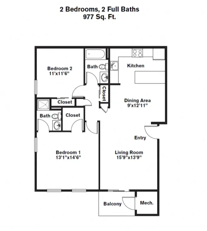 2 bed, 2 bath apartment for rent at 10 Waterfall Dr Unit J, Canton — photo 3 of 3