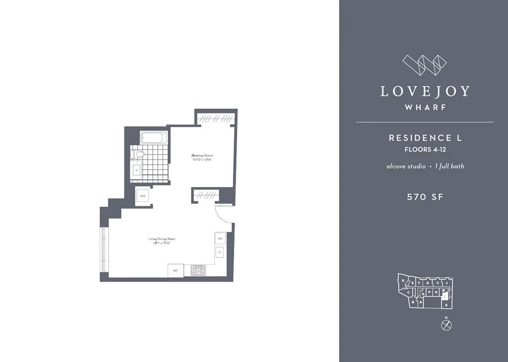 Studio bed, 1 bath apartment for rent at 100 Lovejoy Pl Unit 12L, Waterfront — photo 10 of 10