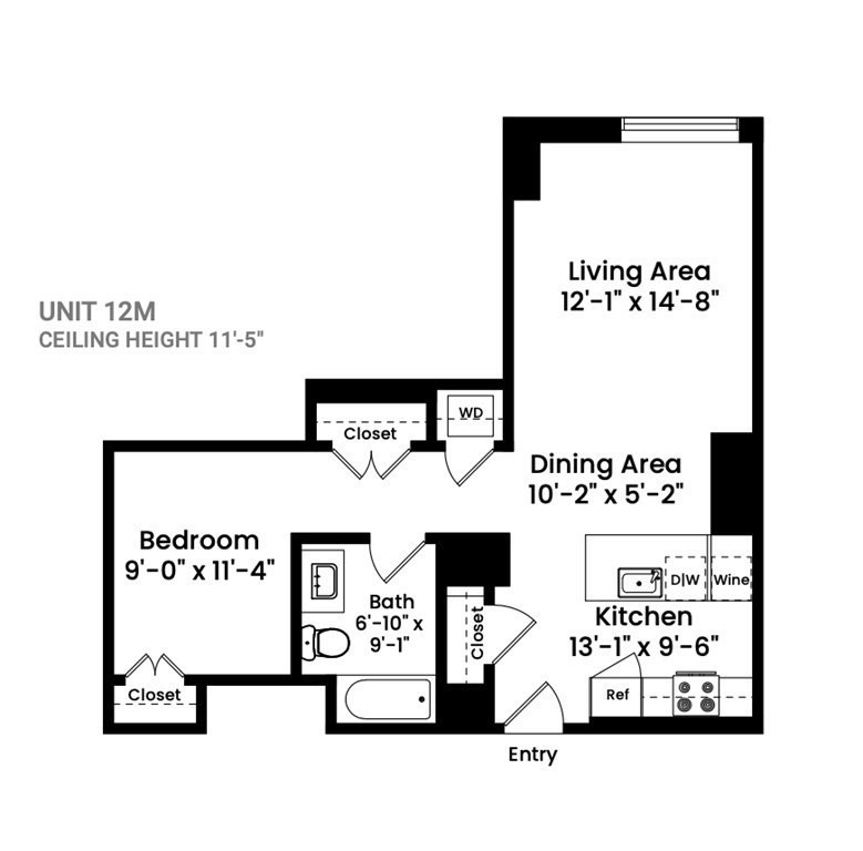 1 bed, 1 bath apartment for rent at 100 Lovejoy Wharf Unit 12M, North End — photo 9 of 22