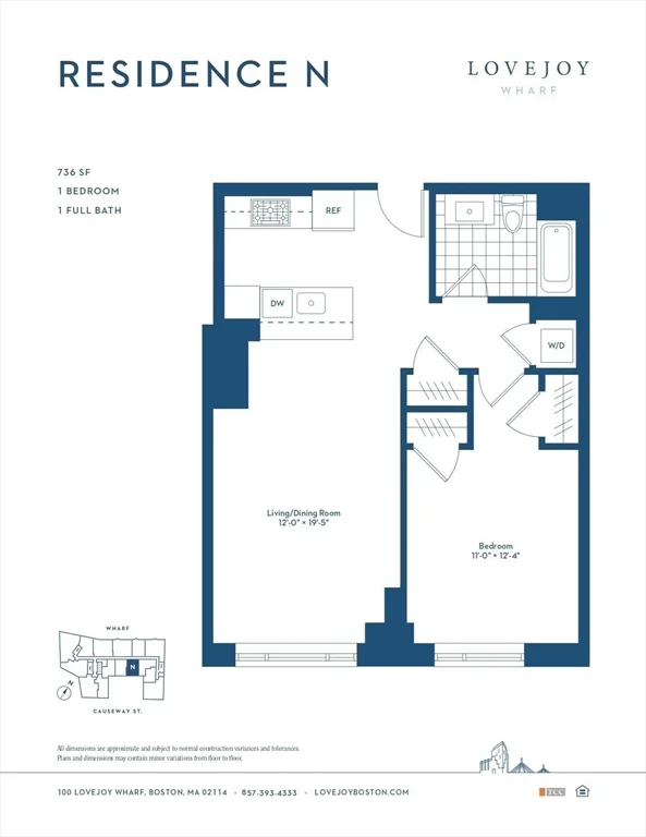 1 bed, 1 bath apartment for rent at 100 Lovejoy Wharf Unit 5N, West End — photo 17 of 17