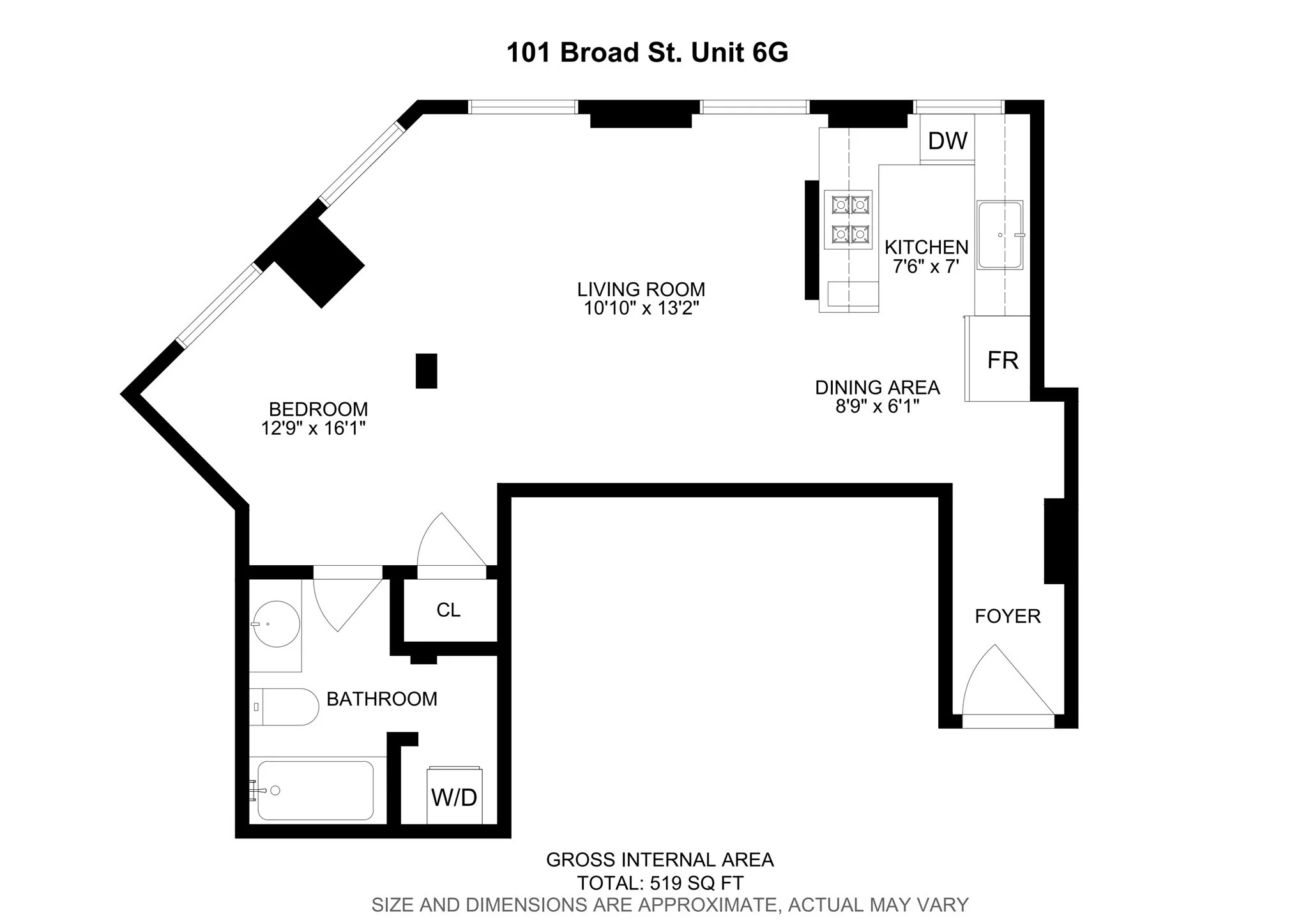 Studio bed, 1 bath apartment for rent at 101 Broad St Unit 6G, Boston Downtown — photo 22 of 22