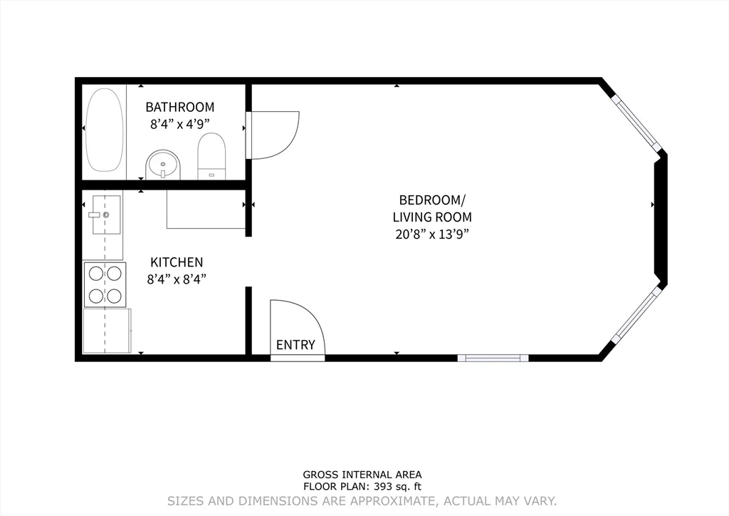 Studio bed, 1 bath apartment for rent at 1071 Beacon St Unit B, Longwood