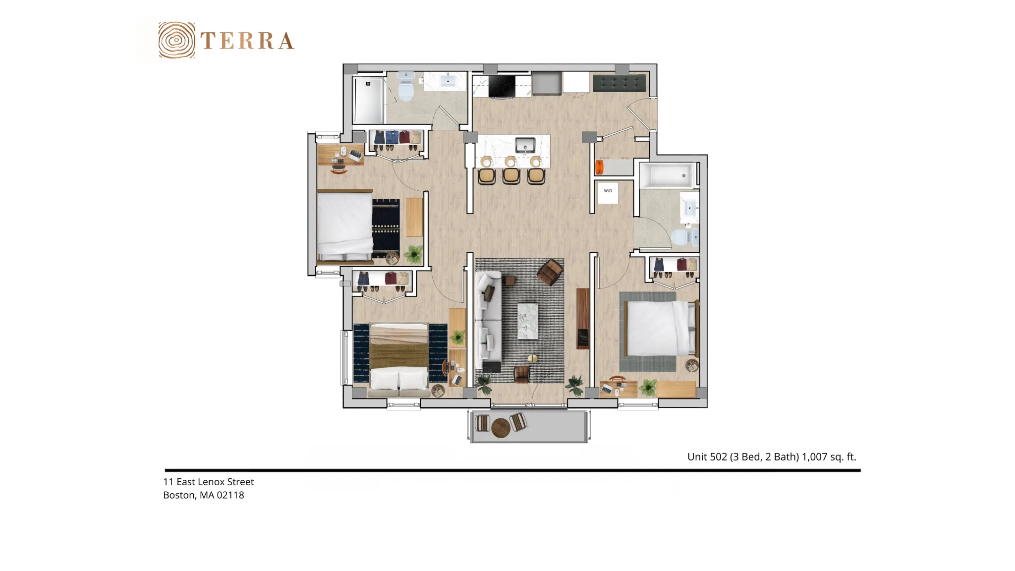 3 bed, 2 bath apartment for rent at 11 E St Unit 502w, South Boston