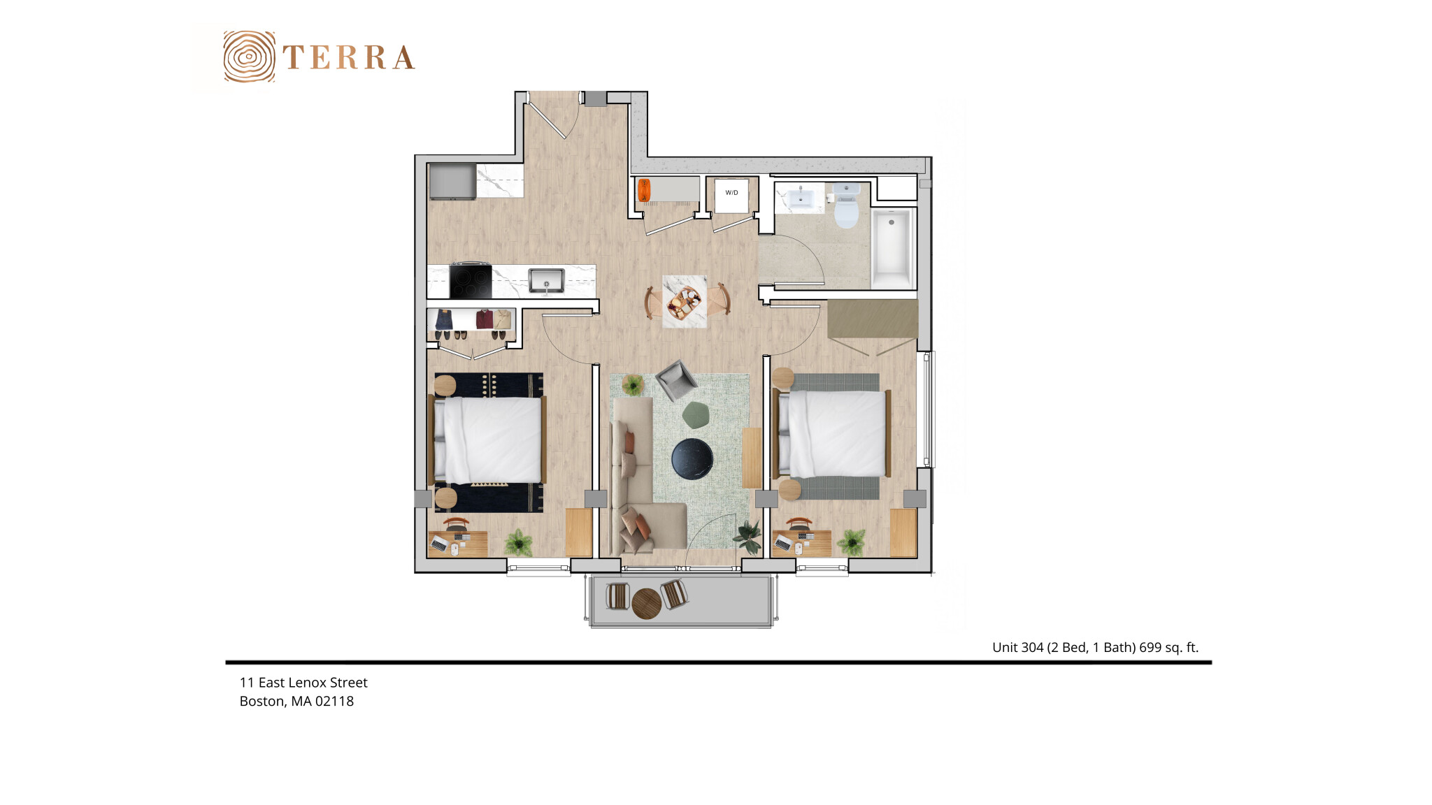 2 bed, 1 bath apartment for rent at 11 E St Unit 704, South Boston