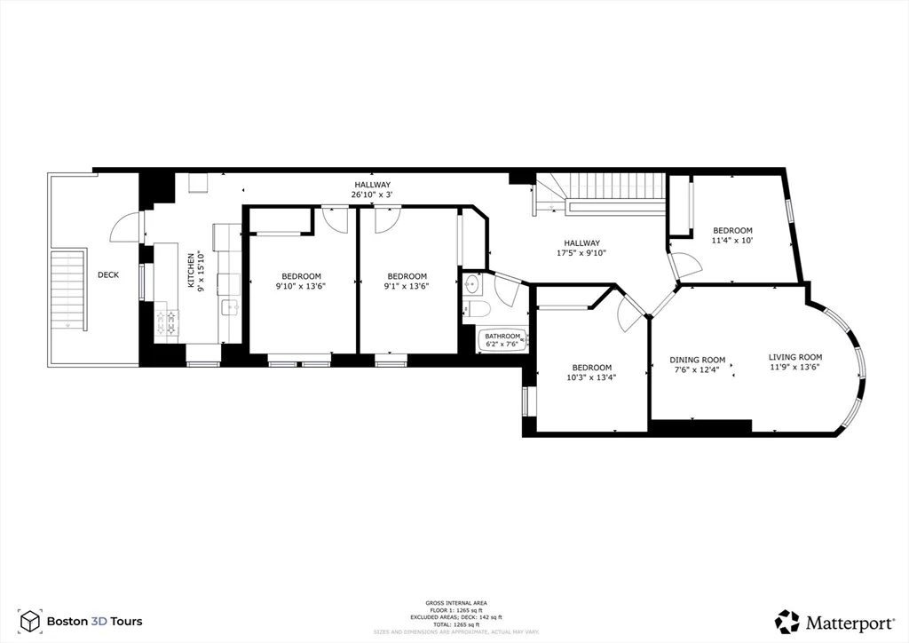 4 bed, 1 bath apartment for rent at 11 Vancouver St Unit 3, Fenway — photo 4 of 17