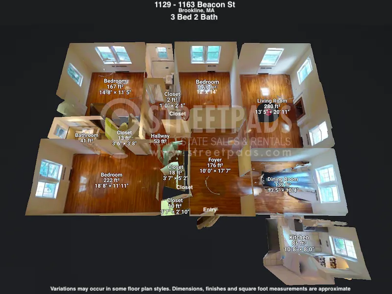 3 bed, 2 bath apartment for rent at 1129 Beacon St Unit 6, Longwood — photo 2 of 37
