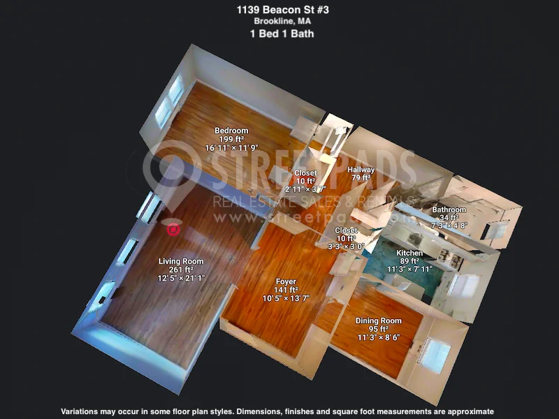 1 bed, 1 bath apartment for rent at 1139 Beacon St Unit 3, Longwood — photo 1 of 27