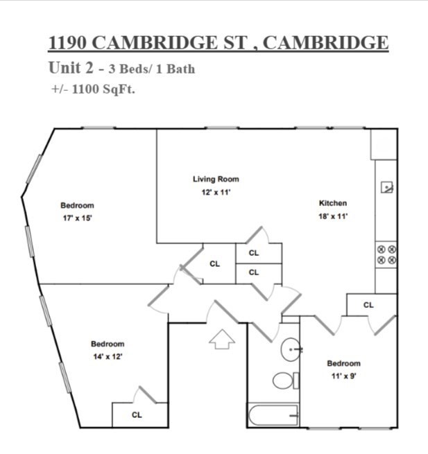 3 bed, 1 bath apartment for rent at 1190 Cambridge St Unit 2, Cambridge — photo 9 of 11