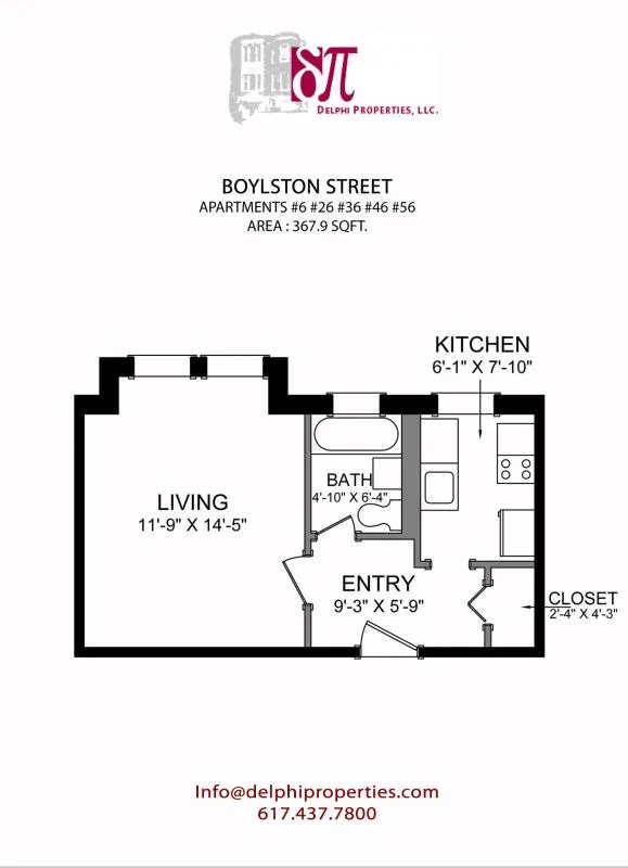 Studio bed, 1 bath apartment for rent at 1197 Boylston St Unit 26, Fenway — photo 1 of 13