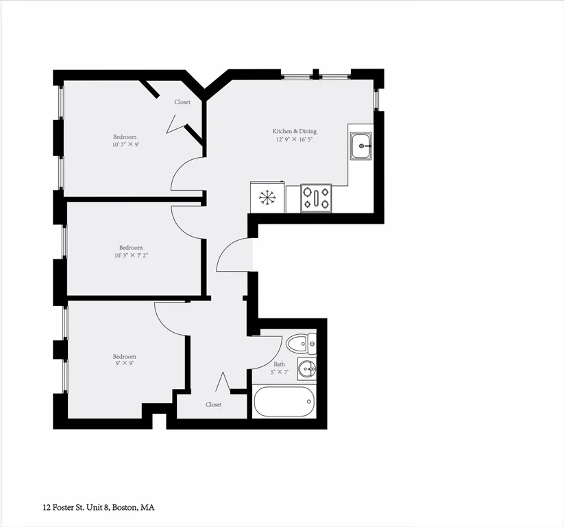 3 bed, 1 bath apartment for rent at 12 Foster St Unit 8, North End — photo 12 of 12