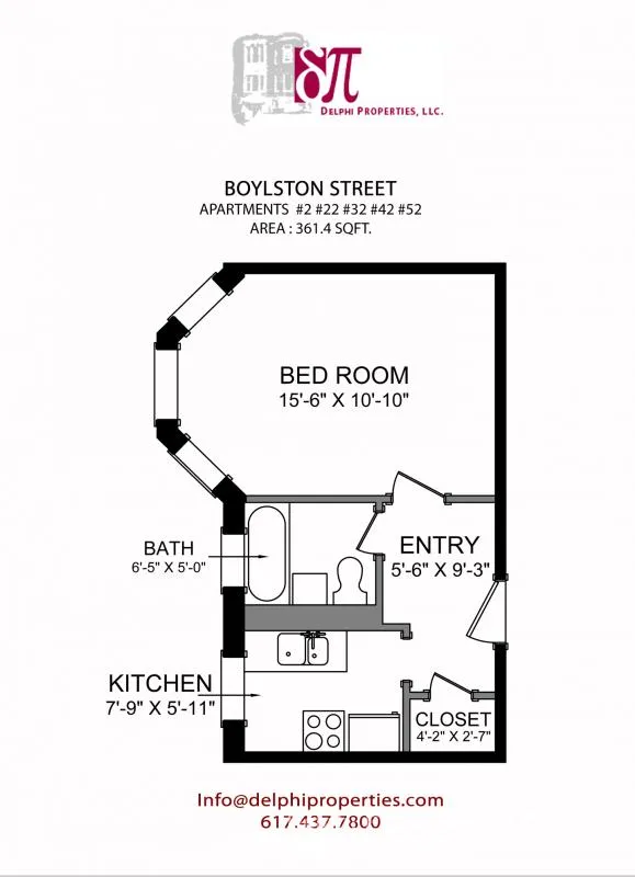 Studio bed, 1 bath apartment for rent at 1203 Boylston St Unit 32, Fenway — photo 2 of 6