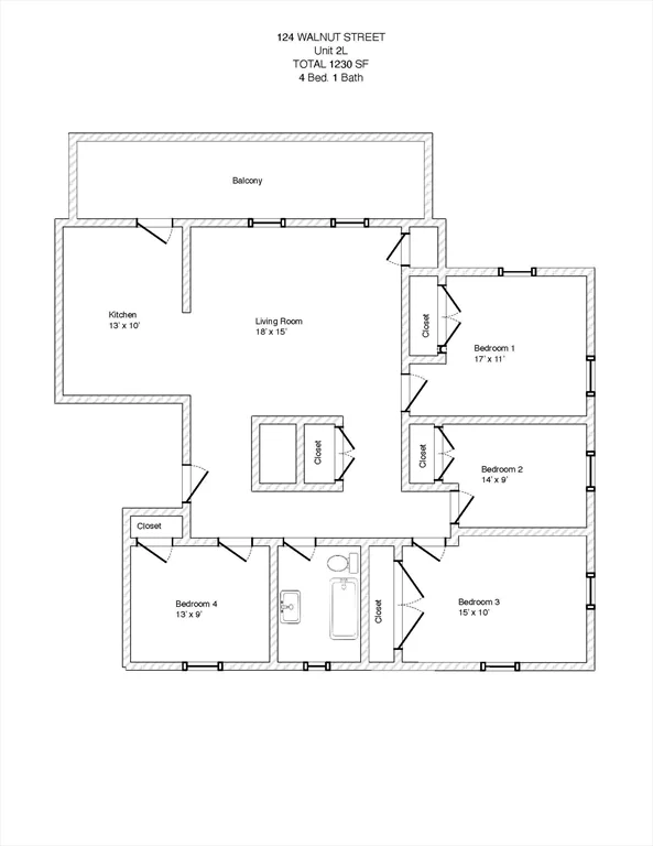 4 bed, 1 bath apartment for rent at 124 Walnut St Unit 2L, Clinton — photo 2 of 17