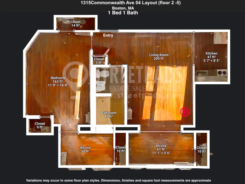 1 bed, 1 bath apartment for rent at 1315 Commonwealth Ave Unit 304, Allston