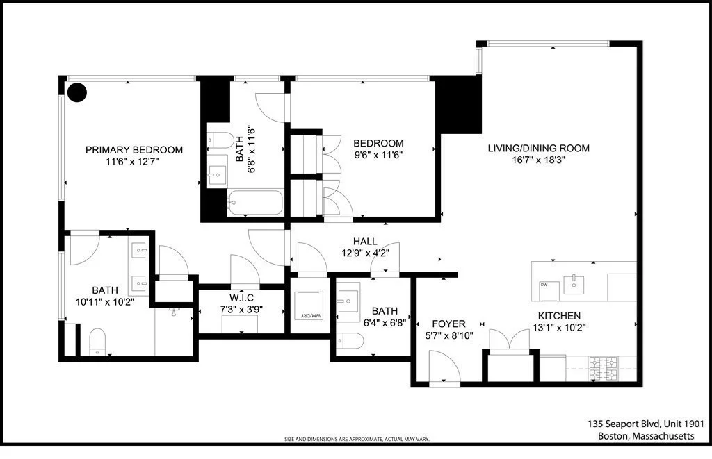 2 bed, 2 bath apartment for rent at 135 Seaport Blvd Unit 1901, Seaport District — photo 13 of 14