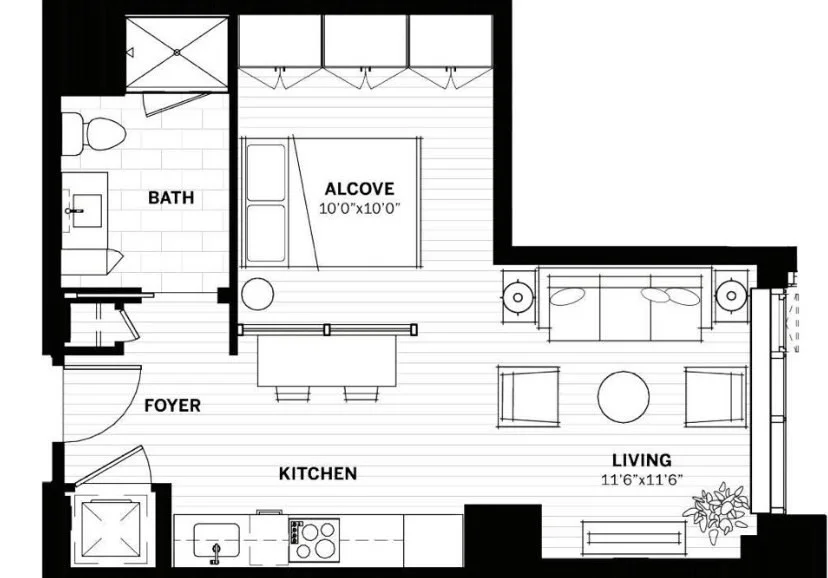 Studio bed, 1 bath apartment for rent at 135 Seaport Blvd Unit 910, Seaport District — photo 10 of 19