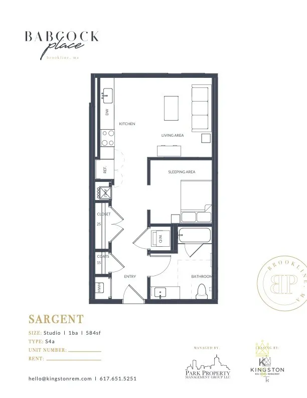 Studio bed, 1 bath apartment for rent at 136 Babcock St Unit 405, North Brookline — photo 8 of 13