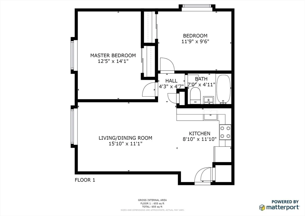 2 bed, 1 bath apartment for rent at 14 Murdock Unit 3-2, Magoun Square — photo 6 of 12