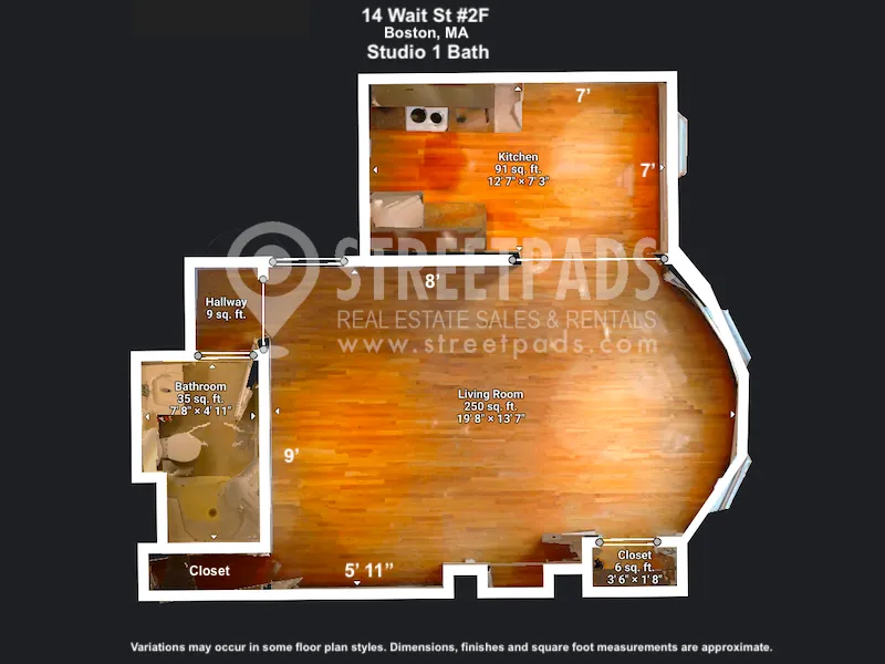 Studio bed, 1 bath apartment for rent at 14 Wait St Unit 2F, Mission Hill — photo 1 of 21
