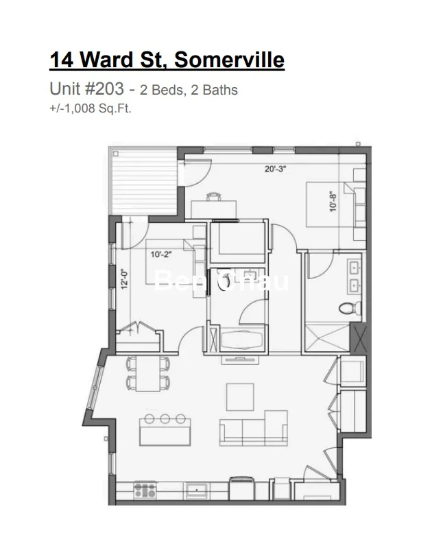 2 bed, 2 bath apartment for rent at 14 Ward St Unit 203B, Ward Two — photo 13 of 14