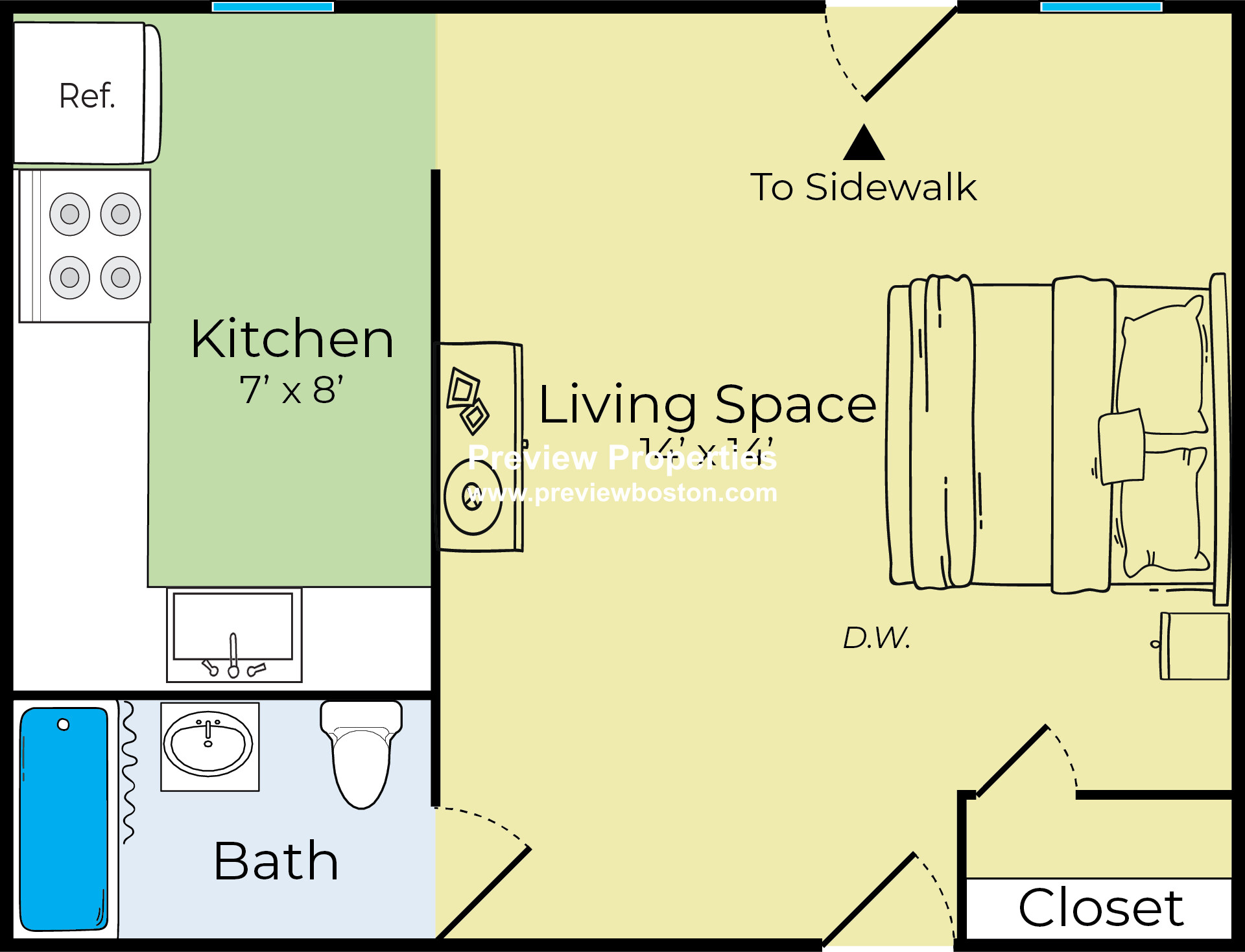 Studio bed, 1 bath apartment for rent at 1470 Beacon St Unit BP, Coolidge Corner