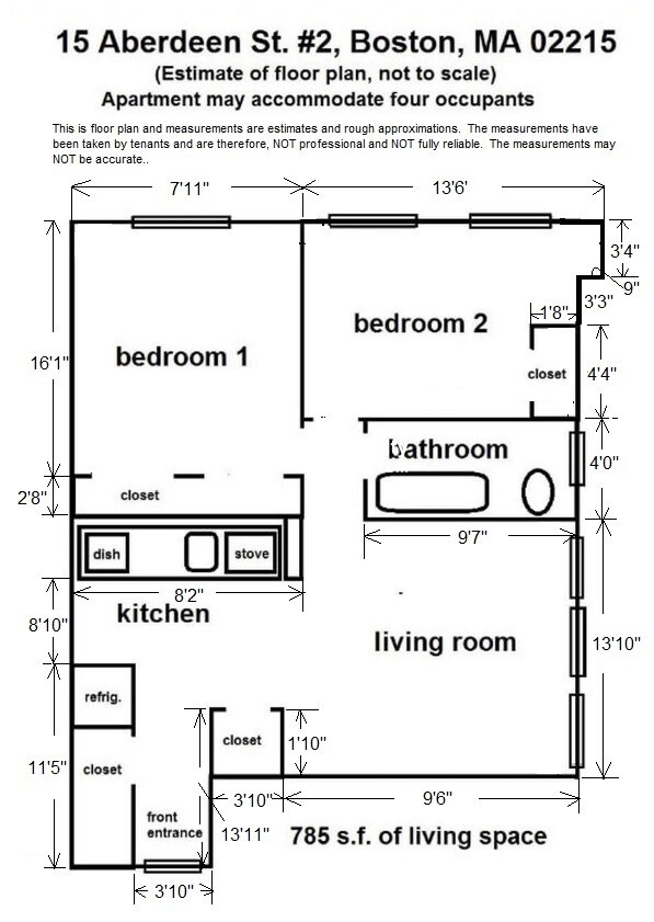 2 bed, 1 bath apartment for rent at 15 Aberdeen St Unit 02, Fenway — photo 18 of 21
