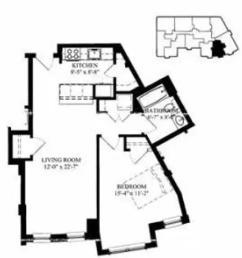 1 bed, 1 bath apartment for rent at 16 Miner St Unit 509Fe, Fenway