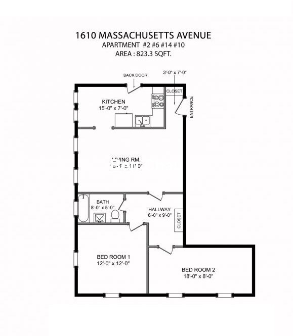 2 bed, 1 bath apartment for rent at 1610 Massachusetts Ave Unit 10B, Neighborhood Nine — photo 8 of 9
