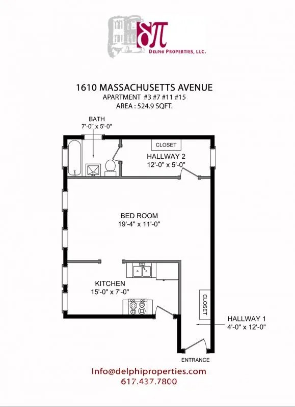 Studio bed, 1 bath apartment for rent at 1610 Massachusetts Ave Unit 15, Neighborhood Nine