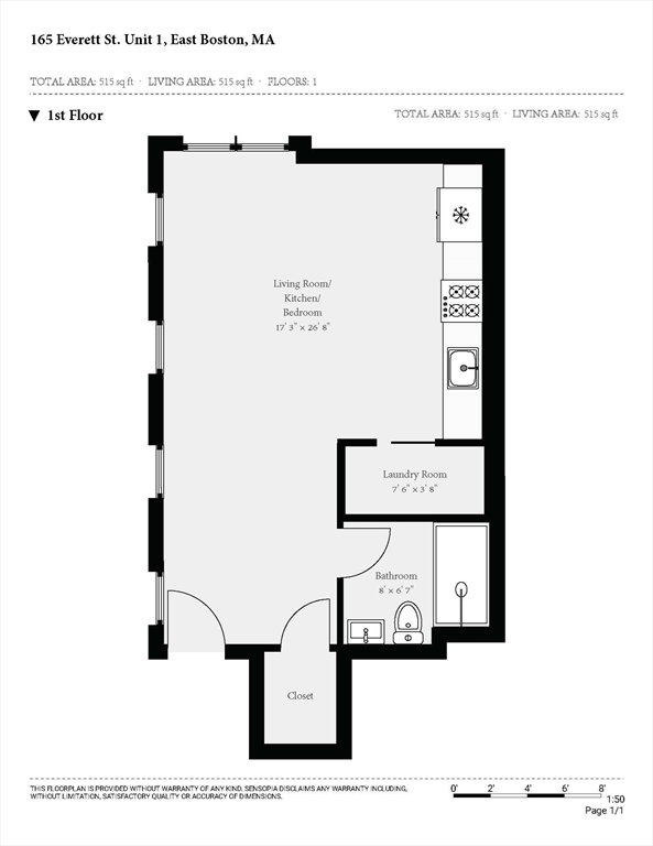 Studio bed, 1 bath apartment for rent at 165 Everett St Unit 1, East Boston — photo 3 of 3