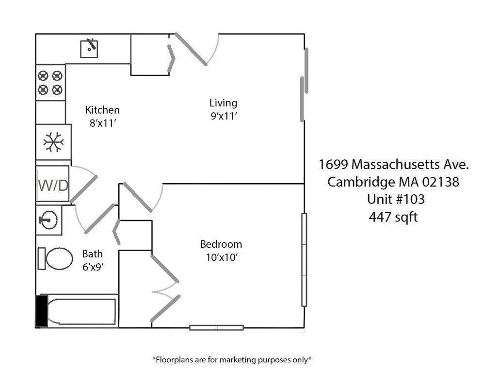 1 bed, 1 bath apartment for rent at 1699 Massachusetts Ave Unit 103, Cambridge — photo 7 of 7