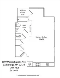 Studio bed, 1 bath apartment for rent at 1699 Massachusetts Ave Unit 205, Baldwin — photo 5 of 6