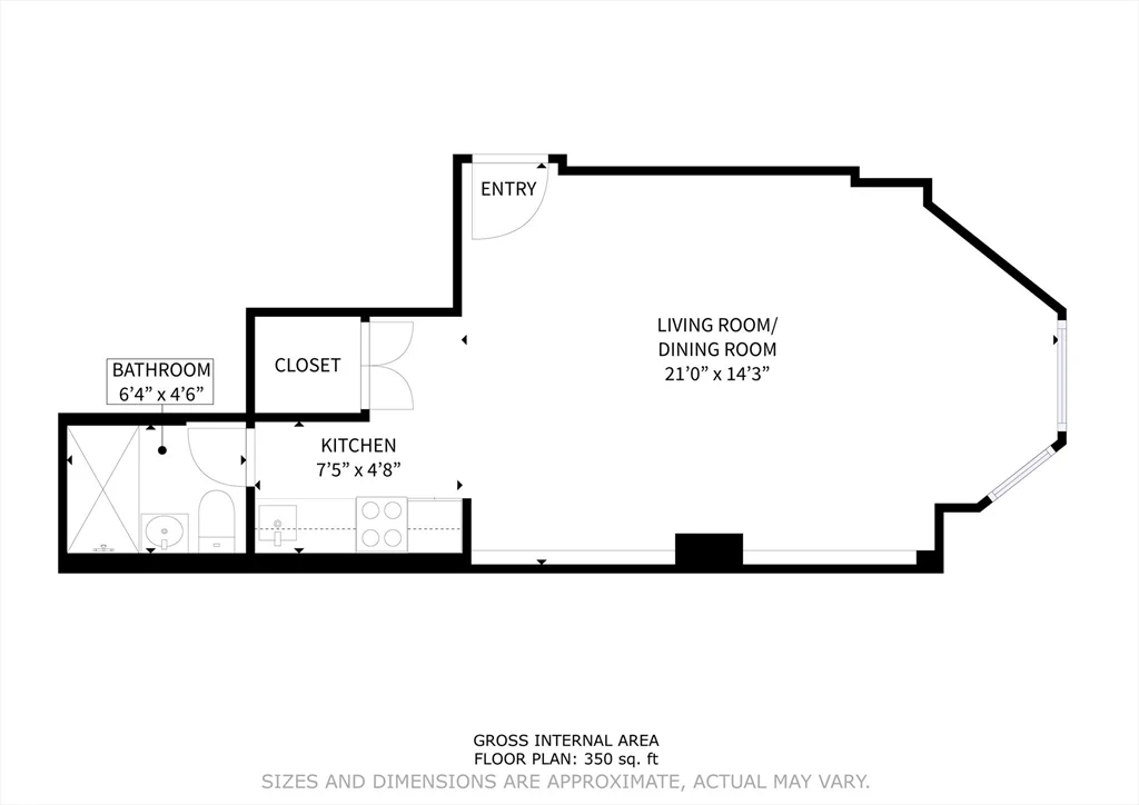 Studio bed, 1 bath apartment for rent at 173 Marlborough St Unit B1, Back Bay — photo 9 of 9