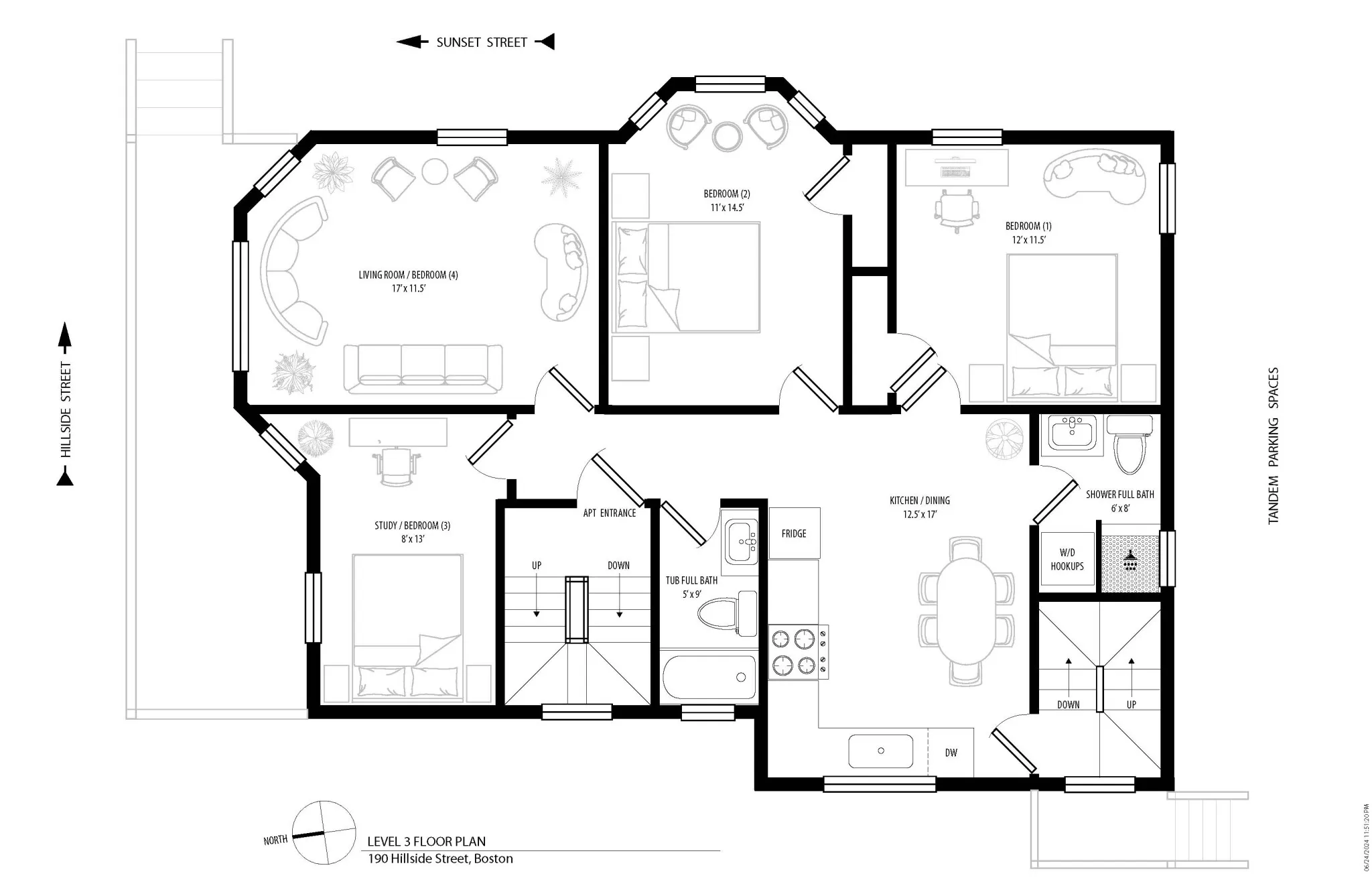 3 bed, 2 bath apartment for rent at 190 Hillside St Unit 3, Mission Hill
