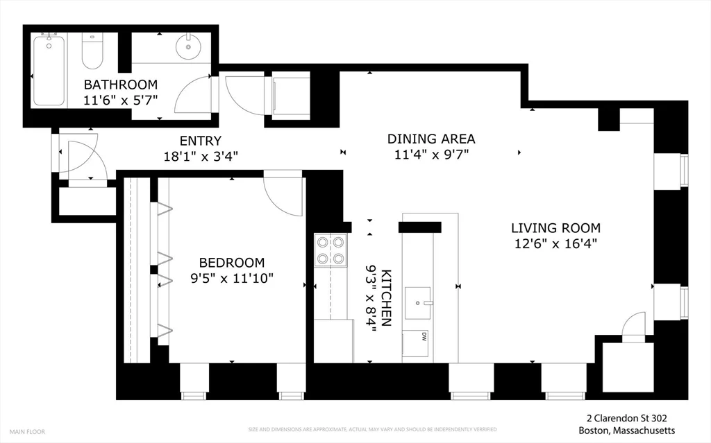1 bed, 1 bath apartment for rent at 2 Clarendon St Unit 302, South End — photo 35 of 35