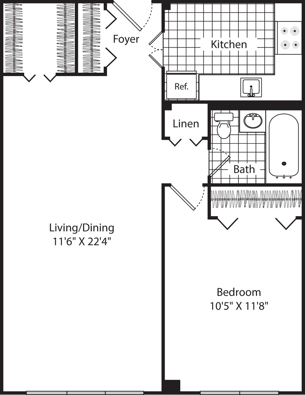 1 bed, 1 bath apartment for rent at 205 Walden St Unit 1H, Neighborhood Nine — photo 3 of 6
