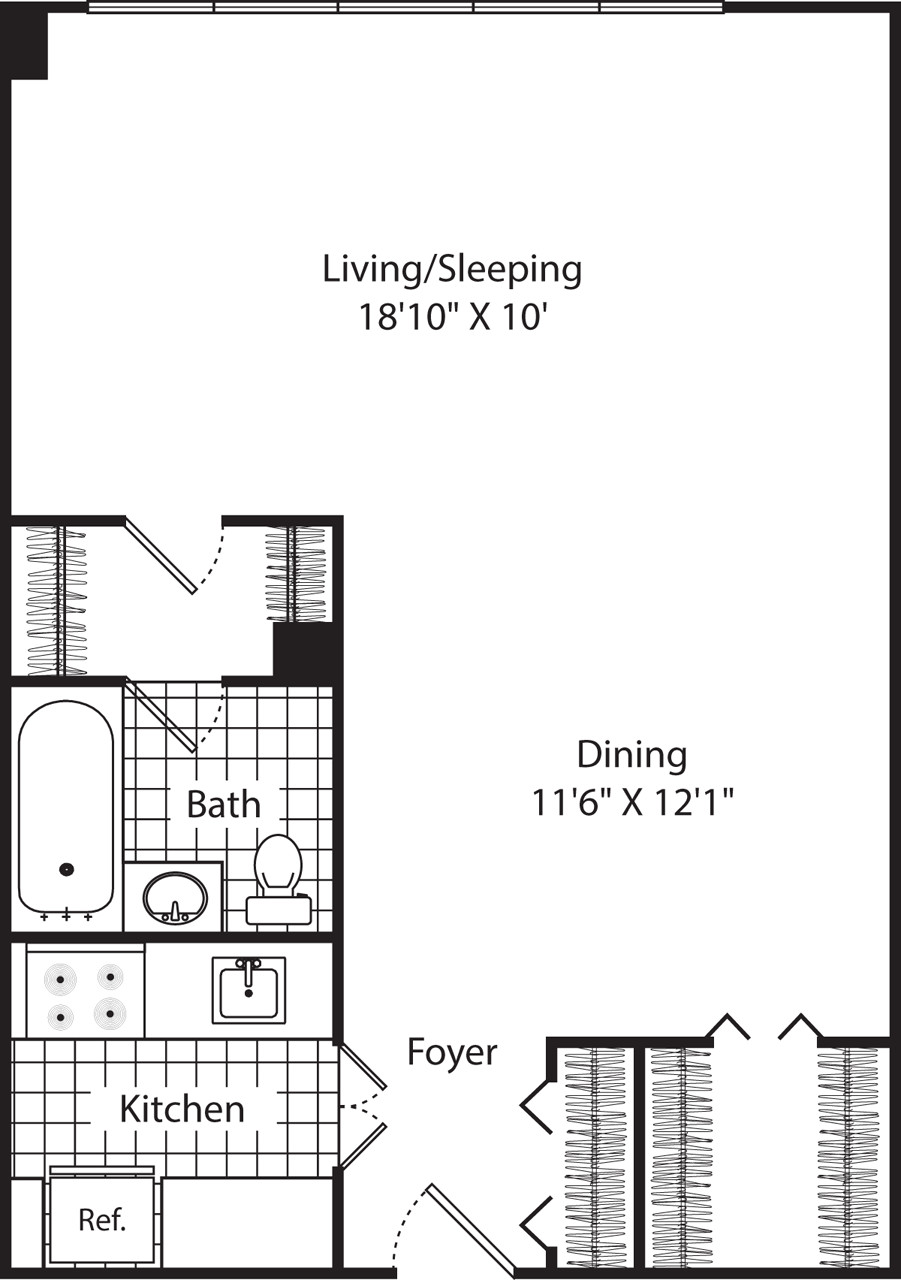 Studio bed, 1 bath apartment for rent at 205 Walden St Unit 2G, Neighborhood Nine — photo 3 of 6