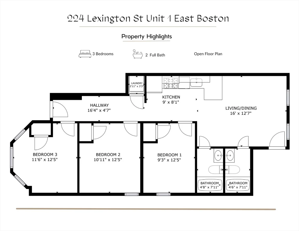 3 bed, 2 bath apartment for rent at 224 Lexington St Unit 1, East Boston — photo 17 of 17