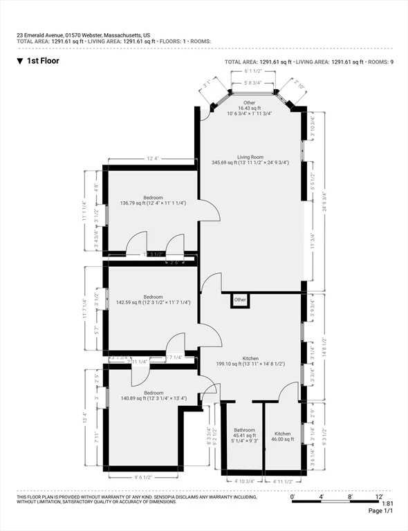 3 bed, 1 bath apartment for rent at 23 Emerald Ave Unit 1, Webster — photo 17 of 21