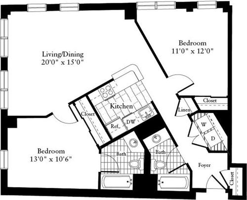 2 bed, 2 bath apartment for rent at 25 Crescent St Unit 102, South Side