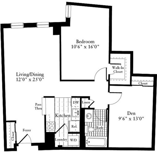 1 bed, 1 bath apartment for rent at 25 Crescent St Unit 229, South Side