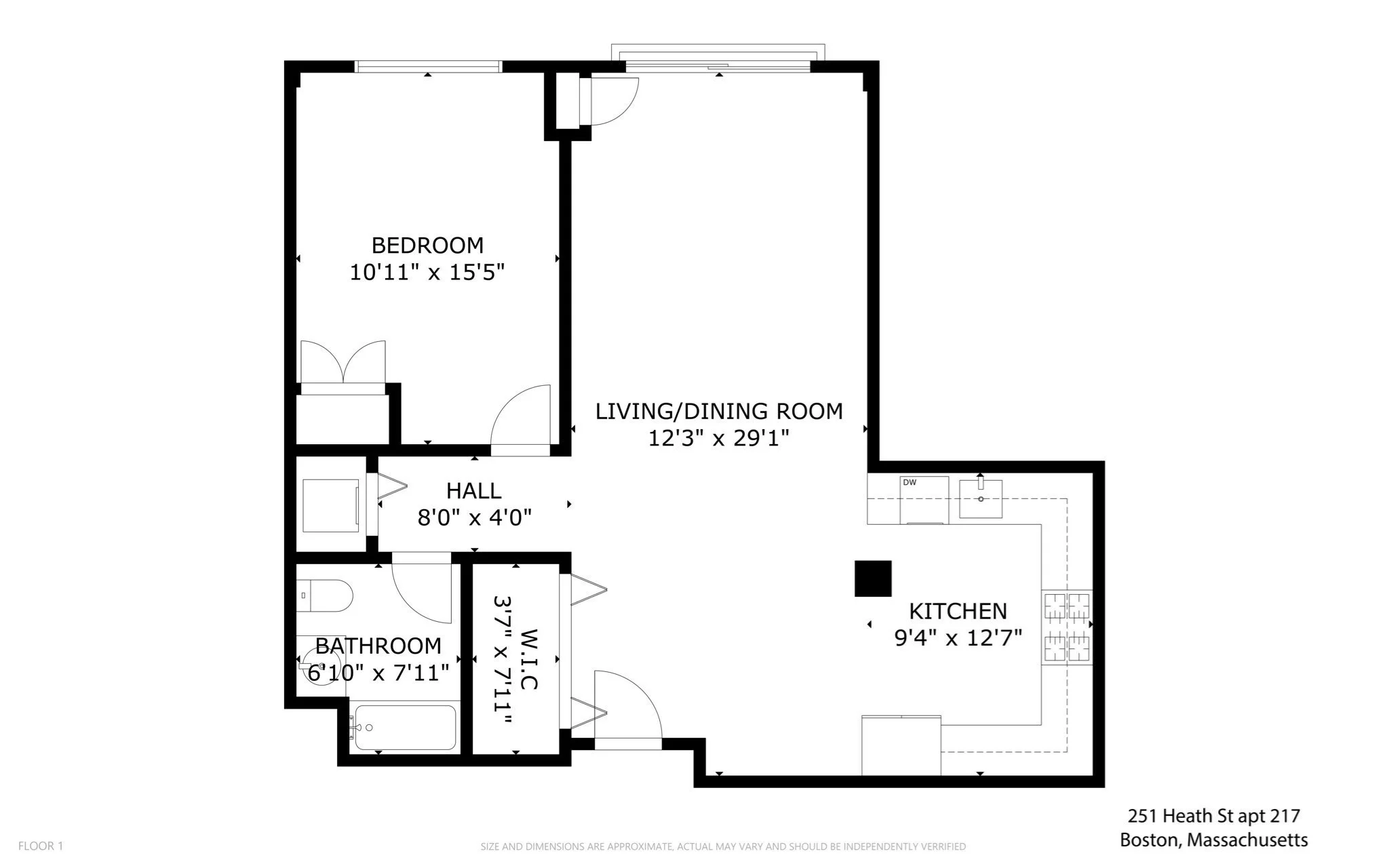 1 bed, 1 bath apartment for rent at 251 Heath St Unit 217, Mission Hill — photo 13 of 22