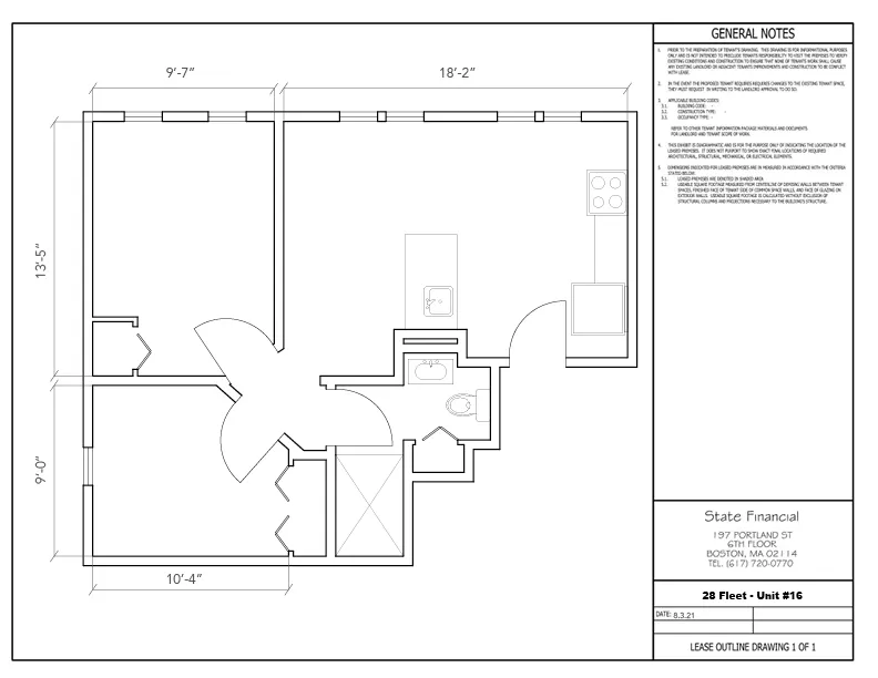 2 bed, 1 bath apartment for rent at 28 Fleet St Unit 16, North End