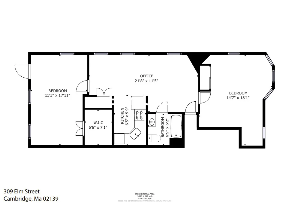 2 bed, 1 bath apartment for rent at 309 Elm St Unit 3, Wellington-Harrington — photo 8 of 9
