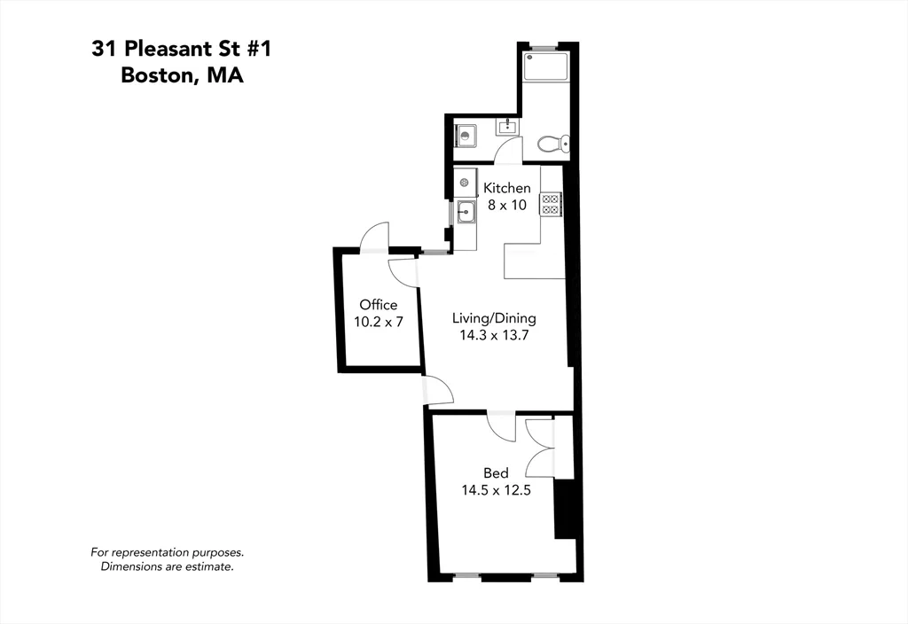 1 bed, 1 bath apartment for rent at 31 Pleasant St Unit 1, Charlestown — photo 8 of 8