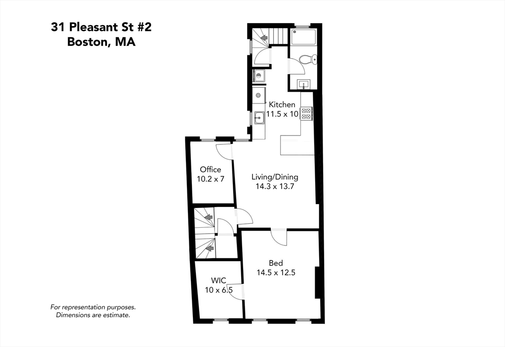 2 bed, 1 bath apartment for rent at 31 Pleasant St Unit 2, Charlestown — photo 8 of 8