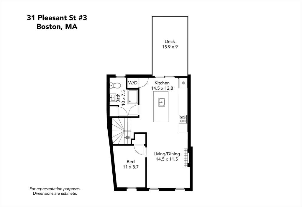 1 bed, 1 bath apartment for rent at 31 Pleasant St Unit 3, Charlestown — photo 9 of 9