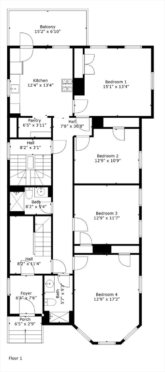 3 bed, 2 bath apartment for rent at 33 Calumet St Unit 1, Mission Hill — photo 15 of 16